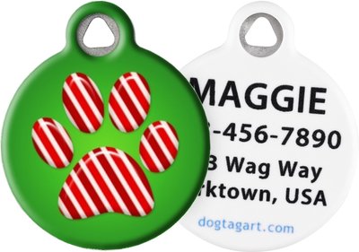 Dog Tag Art Peppermint Paws Personalized Dog & Cat ID Tag, slide 1 of 1