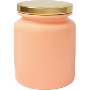 Frisco Modern Gold Rim Ceramic Treat Jar, Sugared Peach, 5 Cups
