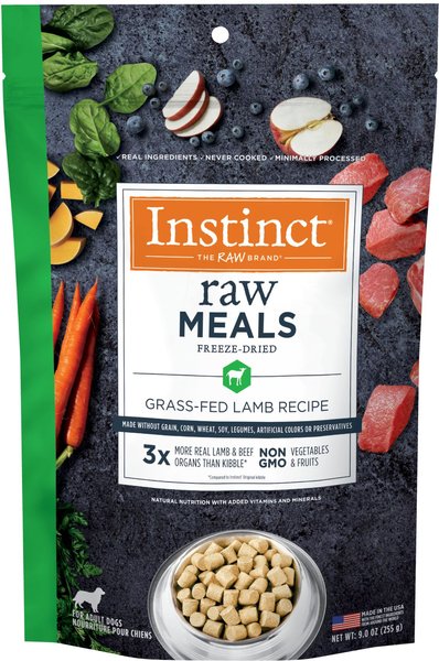 Instinct Raw Meals Grass-Fed Lamb Recipe Grain-Free Freeze-Dried Adult Dog Food, 9-oz bag slide 1 of 9