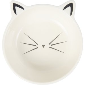 Frisco Cat Face Non-skid Ceramic Cat Bowl, White, 1.25 Cups