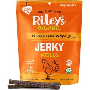 Riley's Organic Jerky Rolls Chicken & Rice Recipe Dog Treats, 5-oz pouch