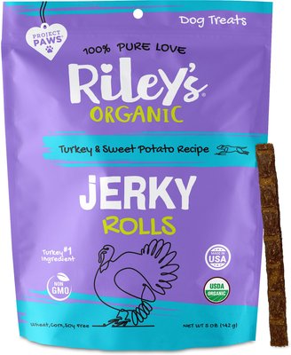 Riley's Organic Jerky Rolls Turkey & Sweet Potato Dog Treats, 5-oz pouch, slide 1 of 1