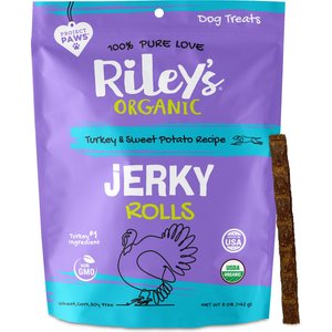 Riley's Organic Jerky Rolls Turkey & Sweet Potato Dog Treats, 5-oz pouch
