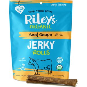 Riley's Organic Jerky Rolls Beef Recipe Dog Treats, 5-oz pouch