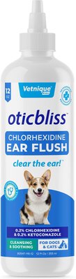 Vetnique Labs Oticbliss Ear Flush Cleaner Anti-Bacterial & Anti-Fungal Medicated Dog & Cat Ear Rinse Cleanser, slide 1 of 1