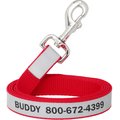 Frisco Solid Polyester Personalized Reflective Dog Leash, Large: 6-ft long, 1-in wide, Red