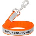 Frisco Solid Polyester Personalized Reflective Dog Leash, Large: 6-ft long, 1-in wide, Orange