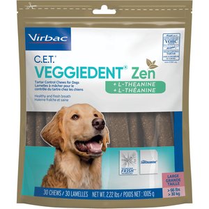 Virbac C.E.T. VeggieDent Zen Dental Chews for Large Dogs, over 66 lbs, 30 count