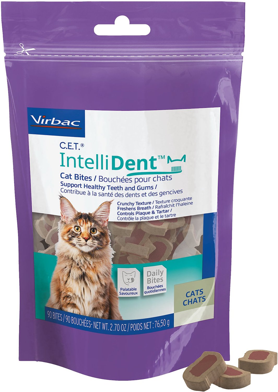 C.E.T. IntelliDent Bites Crunchy Cat Treats, 90 count