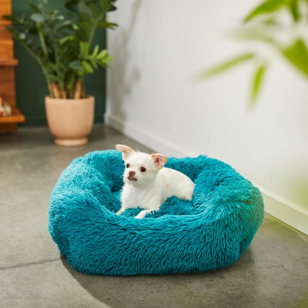 Frisco Eyelash Rectangular Bolster Cat & Dog Bed, Small, Teal slide 1 of 5