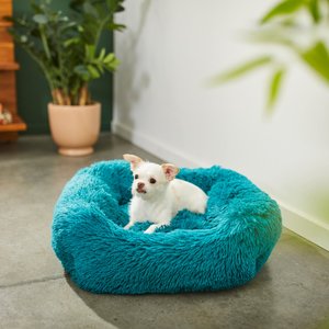 Frisco Eyelash Rectangular Bolster Cat & Dog Bed, Small, Teal