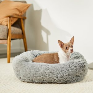 Frisco Eyelash Rectangular Bolster Cat & Dog Bed, Small, Gray