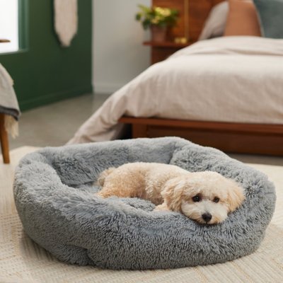 Frisco Eyelash Rectangular Bolster Cat & Dog Bed, slide 1 of 1