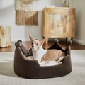 Frisco Faux Fur Crown Pillow Cat & Dog Bed, Brown