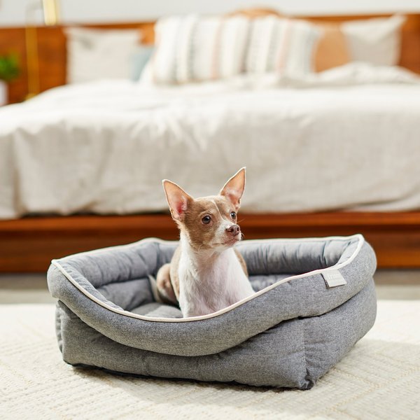 Frisco Chambray Double Bolster Cat & Dog Bed, Small slide 1 of 5