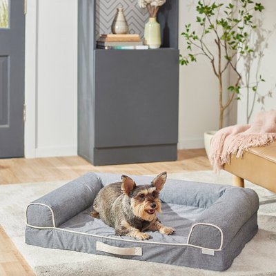 Frisco Chambray Orthopedic Sofa Bolster Dog Bed w/Removable Cover, slide 1 of 1