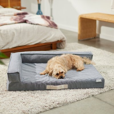 Frisco Chambray Orthopedic Corner Sofa Bolster Dog Bed w/Removable Cover, slide 1 of 1