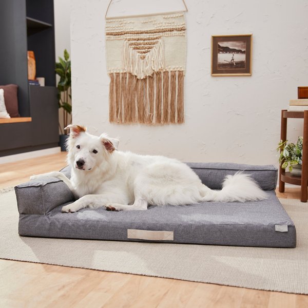 Frisco Chambray Orthopedic Corner Sofa Bolster Dog Bed w/Removable Cover, XX-Large slide 1 of 4