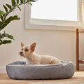 Frisco Chambray Oval Bolster Cat & Dog Bed, Medium