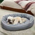 Frisco Chambray Oval Bolster Cat & Dog Bed, Large