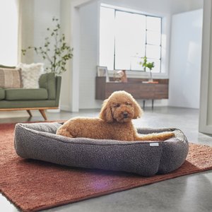 Frisco Sherpa Bolster Cat & Dog Bed, Large, Brown