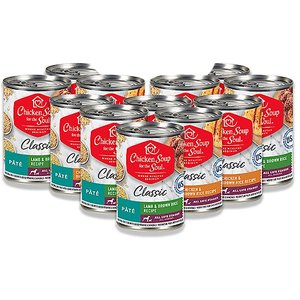 Chicken Soup for the Soul Classic Chicken & Brown Rice Recipe & Lamb & Brown Rice Pate Recipe Wet Dog Food, 13-oz can, case of 12