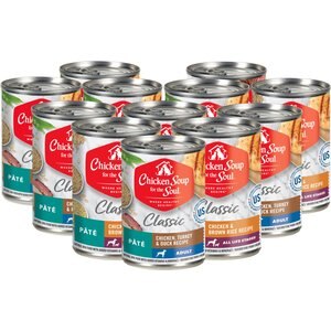 Chicken Soup for the Soul Classic Adult Chicken, Turkey & Duck Recipe & Chicken & Brown Rice Pate Recipe Wet Dog Food, 13-oz can, case of 12