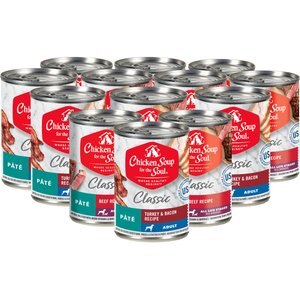 Chicken Soup for the Soul Classic Turkey & Bacon Recipe & Beef Pate Recipe Wet Dog Food, 13-oz can, case of 12