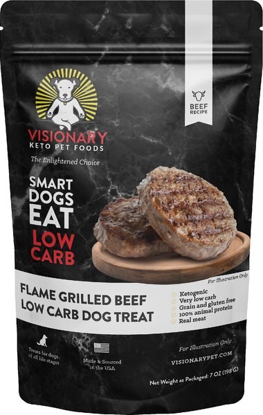Visionary Pet Foods Flame Grilled Beef Low Carb Grain-Free Dog Treats, 7-oz pouch slide 1 of 6