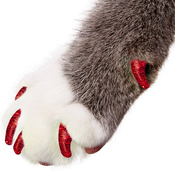Purrdy Paws Soft Cat Nail Caps, 20 count, Ruby Red Glitter, Medium slide 1 of 9