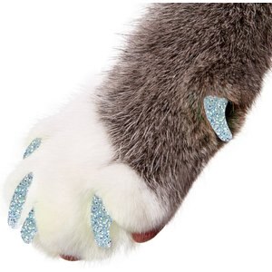 Purrdy Paws Soft Cat Nail Caps, 40 count, Silver Holographic Glitter, Large
