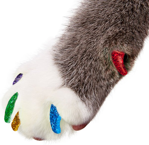 Purrdy Paws Soft Cat Nail Caps, 40 count, Rainbow Glitter, Small slide 1 of 9