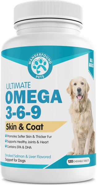 Wanderfound Pets Omega 3-6-9 Skin & Coat Health Smoked Salmon & Liver Flavor Dog Supplement, 120 count slide 1 of 8