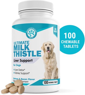 Wanderfound Pets Milk Thistle Liver Support Salmon & Bacon Flavor Dog Supplement, 100 count, slide 1 of 1