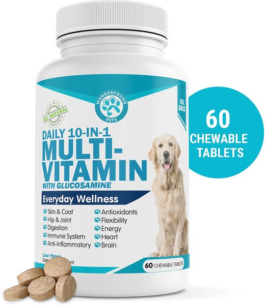 Wanderfound Pets 10-In-1 Multi-vitamin + Glucosamine Liver Flavor Dog Supplement, 60 count slide 1 of 8