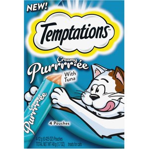 Temptations Creamy Puree with Tuna Lickable Cat Treats, 0.425-oz pouch, 4 count