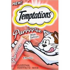 Temptations Creamy Puree with Salmon Lickable Cat Treats, 0.425-oz pouch, 4 count