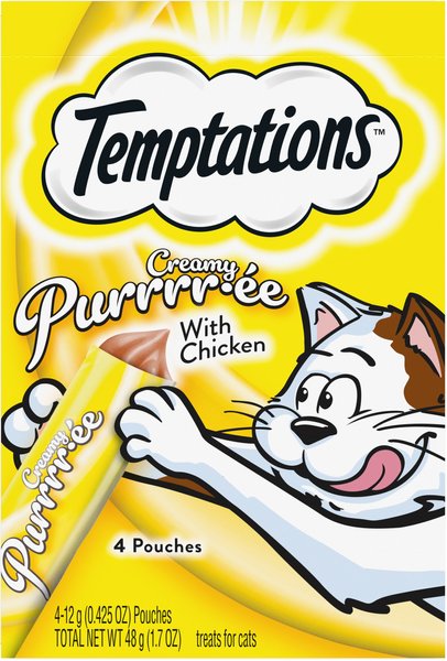 Temptations Creamy Puree with Chicken Lickable Cat Treats, 0.425-oz pouch, 4 count slide 1 of 8