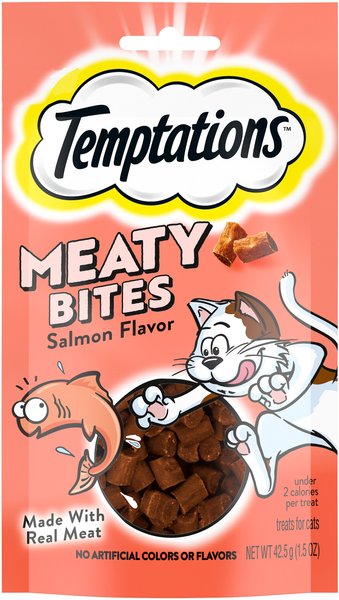 Temptations Meaty Bites Salmon Flavor Cat Treats, 1.5-oz pouch slide 1 of 9