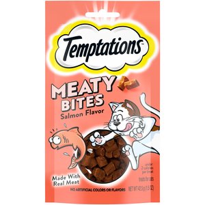 Temptations Meaty Bites Salmon Flavor Cat Treats, 1.5-oz pouch
