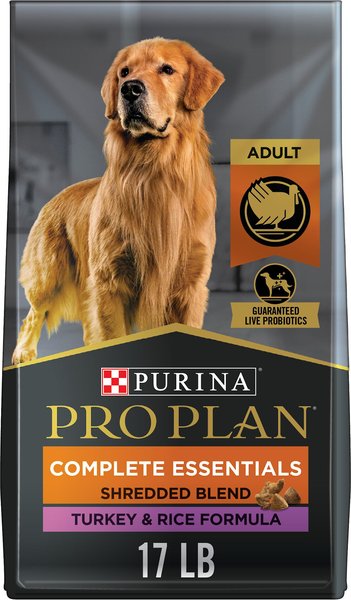 Purina Pro Plan Complete Essentials Shredded Blend Turkey & Rice Formula High Protein Dry Dog Food, 17-lb bag slide 1 of 9