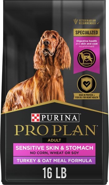 Purina Pro Plan Specialized Sensitive Skin & Stomach Turkey & Oat Meal Formula High Protein Dry Dog Food, 16-lb bag slide 1 of 9