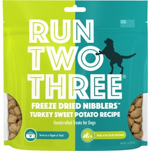 Run Two Three Turkey Sweet Potato Recipe Freeze-Dried Nibblers Dog Treats, 3.2-oz bag