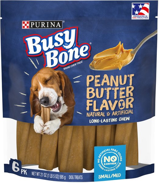 Busy Bone Small/Medium Peanut Butter Flavor Dental Dog Treats, 6 count slide 1 of 9