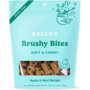 Bocce's Bakery Dailies Brushy Bites Apple + Mint Recipe Dog Treats, 6-oz pouch