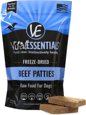 Vital Essentials Beef Patties Grain-Free Freeze-Dried Raw Dog Food, slide 1 of 1