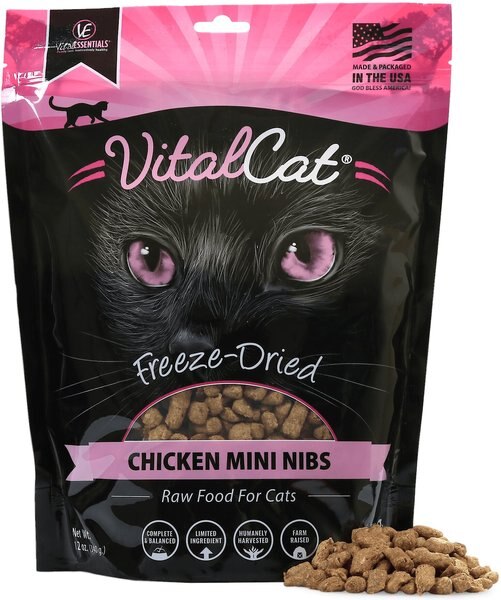 Vital Essentials Chicken Mini Nibs Freeze-Dried Cat Food, 12-oz bag slide 1 of 6