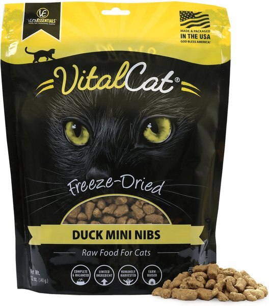 Vital Essentials Duck Mini Nibs Freeze-Dried Cat Food, 12-oz bag slide 1 of 6