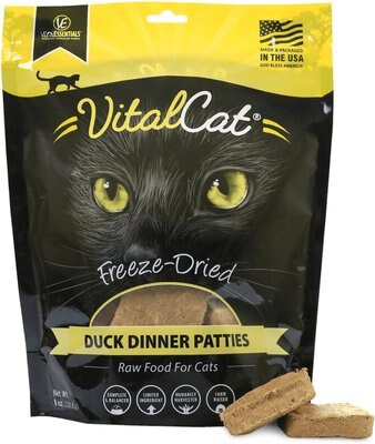 Vital Essentials Duck Dinner Patties Grain-Free Limited Ingredient Freeze-Dried Cat Food, slide 1 of 1