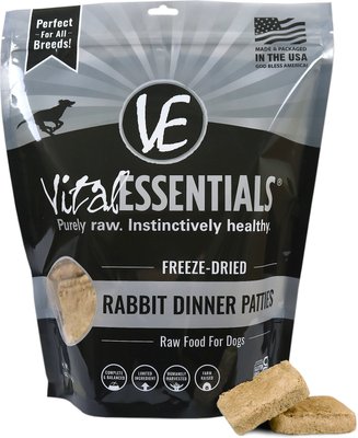 Vital Essentials Rabbit Dinner Patties Grain-Free Freeze-Dried Dog Food, slide 1 of 1